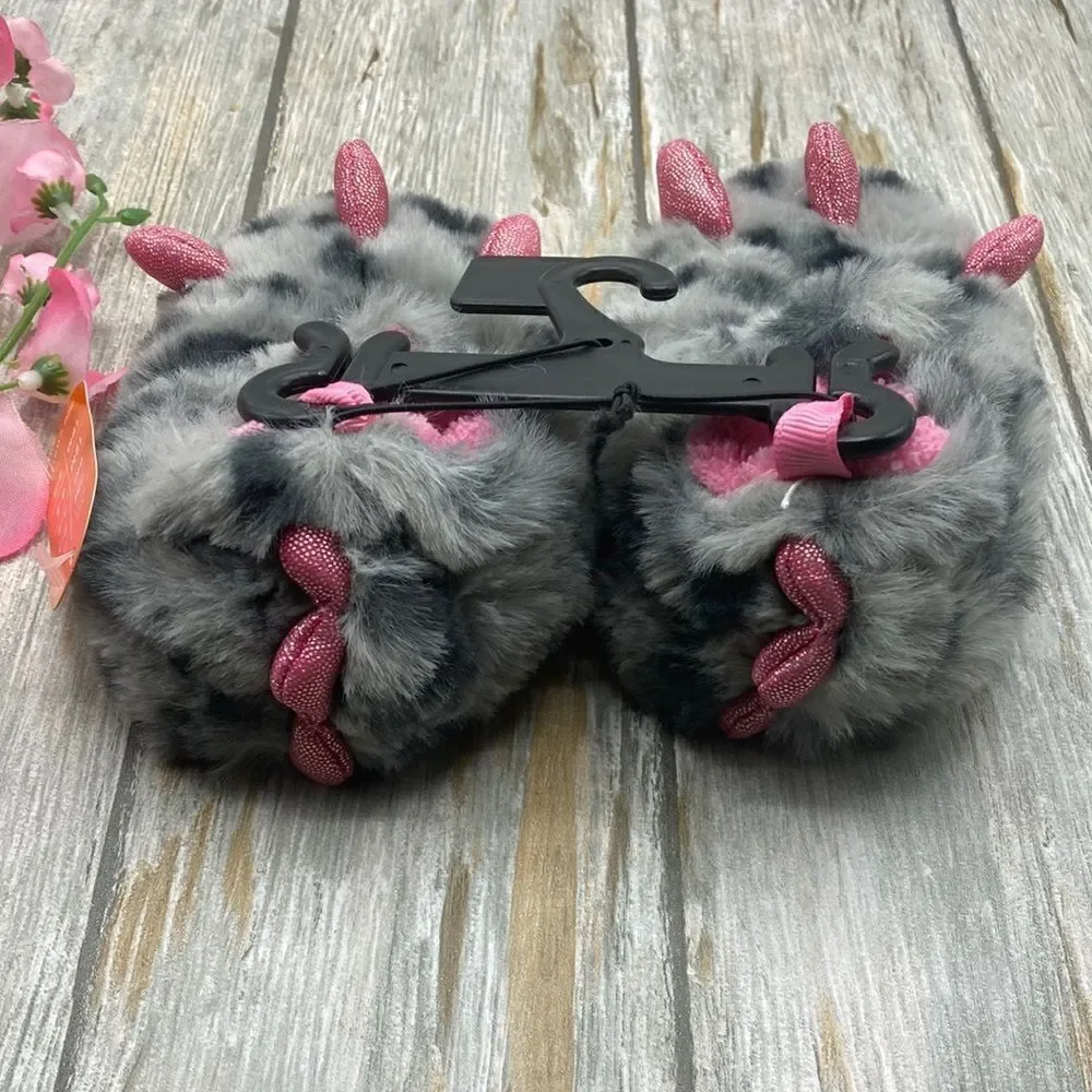 Baby Girl Fuzzy Claw Foot Little Monster Feet Slippers Shoes Size 3